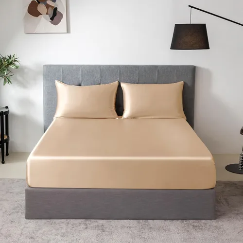 Miniatura 70 de THXSILK Juego de sábanas bajeras de 100% seda de morera, 3 piezas de seda 7A+, transpirable, suave, sábana bajera de 16 pulgadas de profundidad, 2