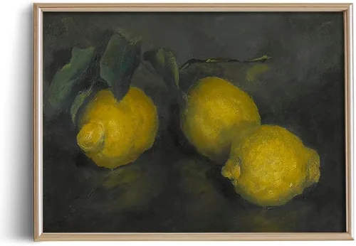 Miniatura 11 de Cuadro de naturaleza muerta de granja para sala de estar, perla de manzana, pintura cálida beige neutra, arte de pared Art Deco para cocina