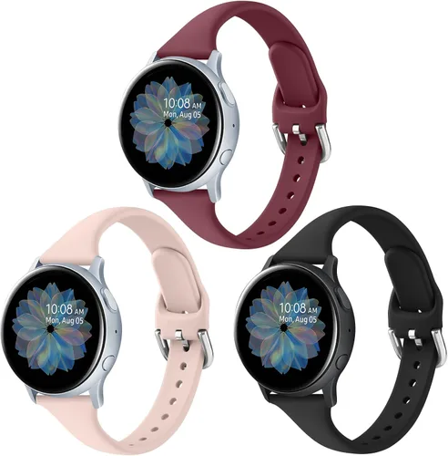 Miniatura 13 de Paquete de 3 correas deportivas delgadas para Samsung Galaxy Watch Active 2/Samsung Galaxy Active Watch de 1.575 pulgadas, 1.732 pulgadas, correas