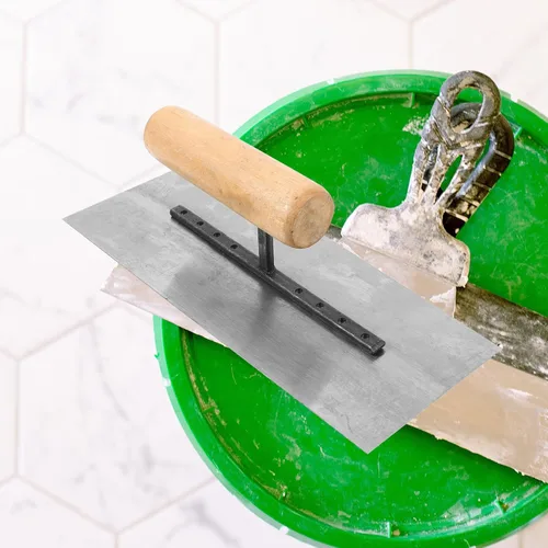 Miniatura 8 de Housoutil Paleta de mano resistente Paleta de hormigón Mango de madera Herramientas de albañilería para yeso