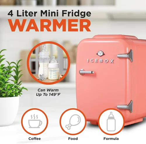 Miniatura 3 de ICEBOX IBMF4BLS - Mini refrigerador para dormitorio, refrigerador para el cuidado de la piel, enfriador portátil y calentador para maquillaje