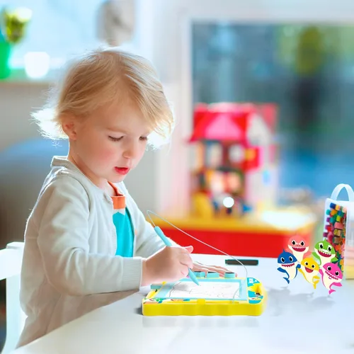 Miniatura 6 de Lollipop Baby Shark - Pizarra de dibujo magnética con lápiz capacitivo y 3 sellos, para niños o niñas (azul).