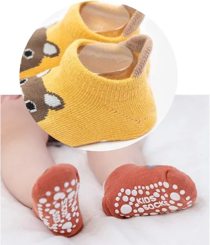 Miniatura 5 de Kisgyst 6 pares de calcetines de algodón antideslizantes para bebé, con suela antideslizante para recién nacido, niño y niña