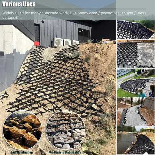 Miniatura 3 de Estabilizador de rejilla de tierra para aceras de 3 x 3 pies, 2 pulgadas para grava/cemento/arena, pavimentadora de rejilla geográfica cortable