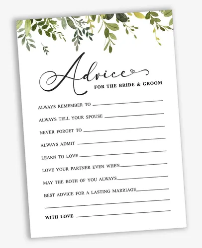 Miniatura 2 de Paquete de 50 tarjetas de consejos de vegetación, consejos y deseos para la novia y el novio, actividades de juego de boda Mr y Mrs de 5 x 7 pulgadas