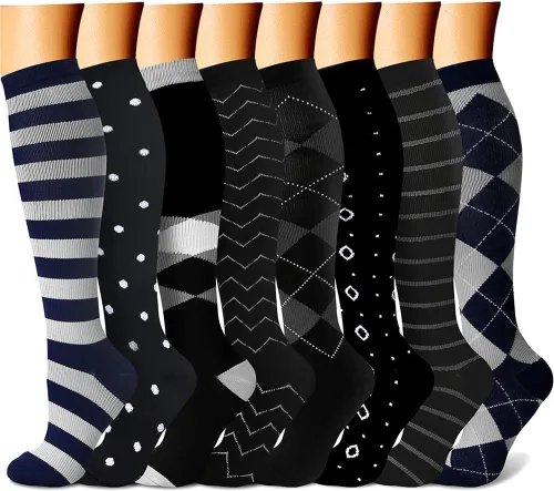 Miniatura 17 de CHARMKING Calcetines de compresión para mujeres y hombres para circulación (8 pares) 15-20 mmHg, mejor soporte para ciclismo atlético