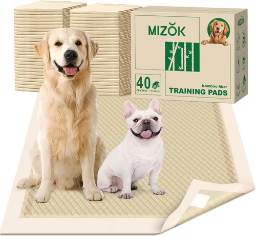 Miniatura 10 de MIZOK Almohadillas para orina para perros, 36 x 36 pulgadas, almohadillas de bambú para orina de perro, almohadillas para perros extra grandes