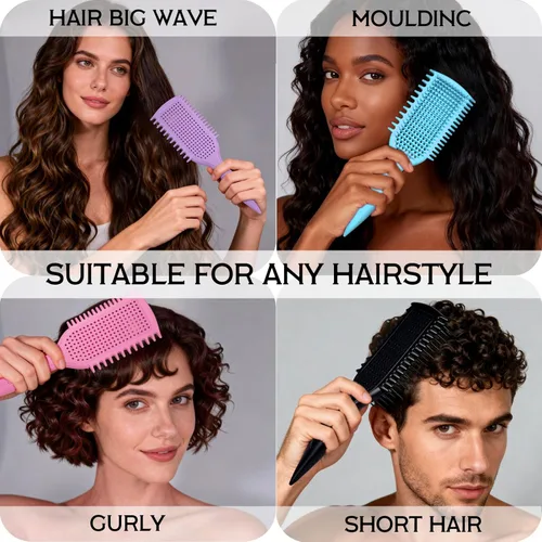 Miniatura 6 de Cepillo desenredante para cabello rizado, cepillo ligero para cabello rizado con diseño ventilado para un fácil deslizamiento, desenreda sin Negro