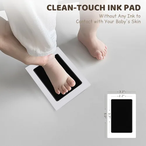 Miniatura 2 de 4 Park - Kit de huellas de bebé con 2 marcos de madera, kit de huellas y manos sin tinta, sin ensuciar, almohadillas de tinta de tacto limpio