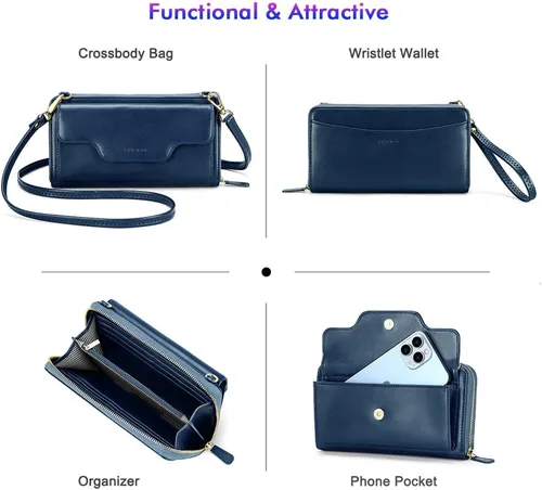 Miniatura 3 de nuoku Bolsos cruzados para mujer, carteras de muñeca para mujer, monederos pequeños para mujer, cartera para teléfono celular, cartera RFID