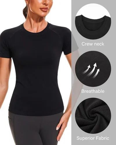 Miniatura 4 de Stelle Camisetas de entrenamiento para mujer, sin costuras, de manga larga, con agujeros para el pulgar para deportes, correr, atléticas, ajustadas