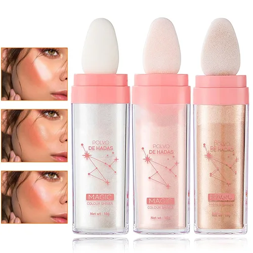 3 piezas de polvo de hadas, colorete facial de hadas, colorete facial para palmaditas en polvo de hadas, maquillaje natural que ilumina el cuerpo