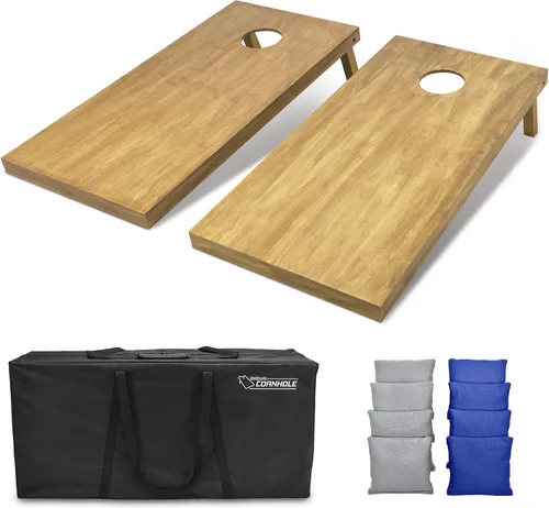 Miniatura 92 de GoSports 4 ft x 2 ft Regulation Size Wooden Cornhole Boards Set with Light Brown Finish - Includes Carrying Case and Bean Bags Negro- gris