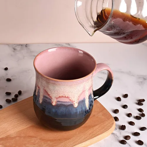 Miniatura 5 de Bosmarlin Taza de café grande de cerámica, taza de té grande para oficina y hogar, 21 onzas, apta para lavavajillas y microondas, 1 unidad Rosa