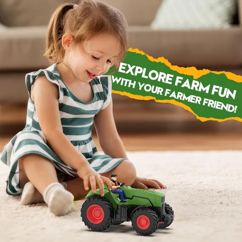 Miniatura 4 de Uarzt Juguetes de tractor a control remoto para niños de 3 a 5 años, juguete de tractor RC con granjero y luz, escala 1:24, tractor de juguete