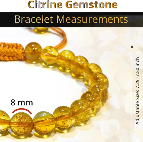 Miniatura 11 de Adjustable Crystal Bracelet – Gemstone Bead Bracelet with Adjustable Macrame String – Chic Gemstone Bracelet for Men and Women – 8mm Round Healing
