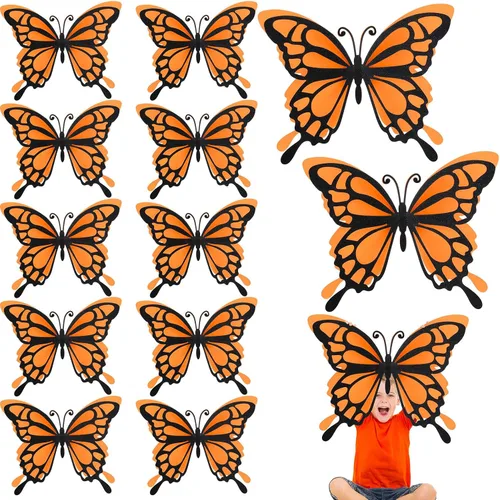 Miniatura 12 de Geyee 12 piezas de decoración de fiesta de mariposa grande 3D de 12 pulgadas, 10 pulgadas, centros de mesa de mariposa grandes para mesas, baby Oro