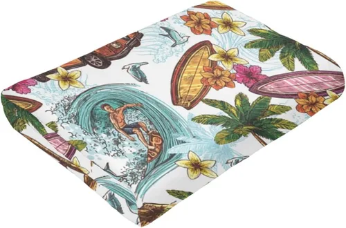 Miniatura 6 de Manta retro con palmeras marinas hawaianas, manta de franela súper suave, cómoda y acogedora, manta ligera para sala de estar y dormitorio, 40 x 30