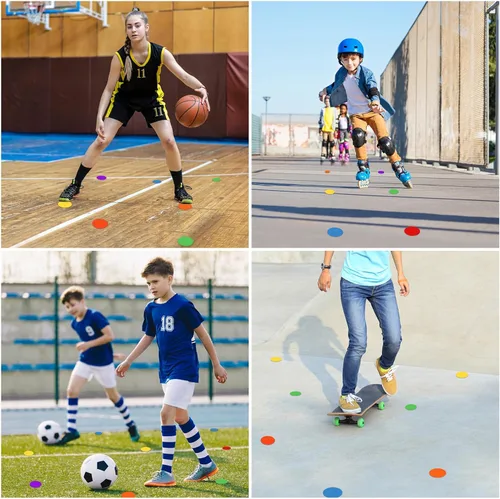 Miniatura 7 de Marcadores de puntos de polietileno para suelo de gimnasio de 4.72 pulgadas, 6 pulgadas, 9 pulgadas, 24 unidades, puntos de goma antideslizantes