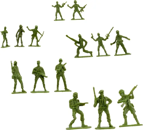 Fun Central Green Army - Figuras de acción de soldado de juguete para niños, paquete a granel de 144 soldados en posturas surtidas