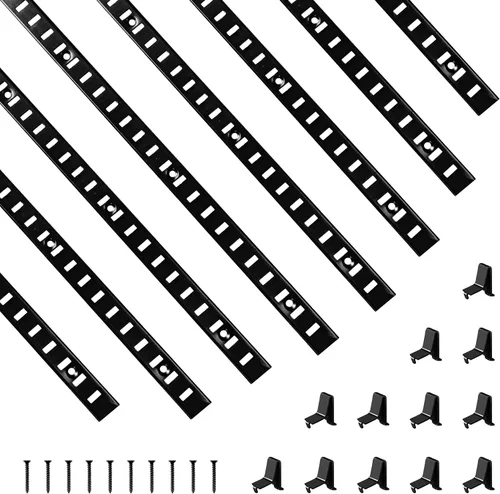 Miniatura 10 de Soporte de Estante Ajustable de 40 Pulgadas Paquete de 8 Plateado Tiras de Pilastra para Estante Riel de Estante Pista de Estante Estantes de Pared