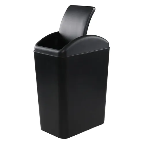 Miniatura 7 de Cubo de basura de plástico de 16 litros, cubo de basura con tapa abatible (negro)