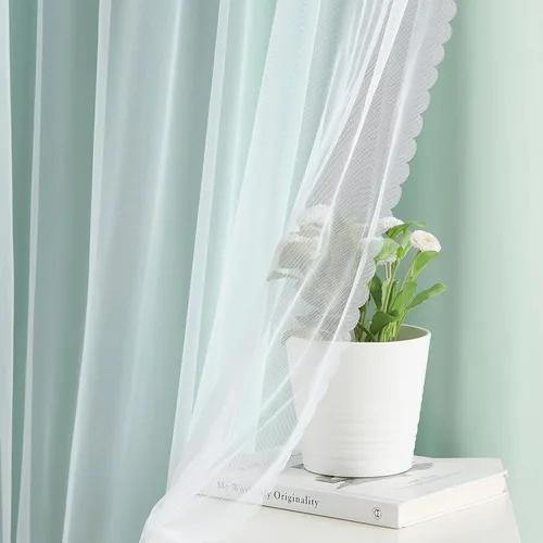 Miniatura 4 de Bujasso Cortinas de oscurecimiento 80% Aqua con superposición de gasa, paneles de ventana térmicamente aislados de doble capa, combinables, 63 huevo