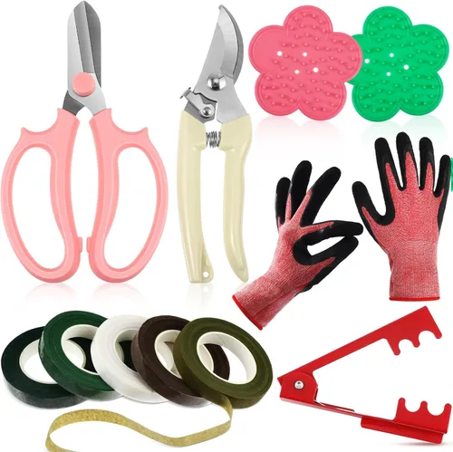 Miniatura 8 de Kit de arreglo floral WILLBOND, herramienta para pelar espinas de rosas de San Valentín, tijeras de poda de jardín, tijeras, removedor de espinas
