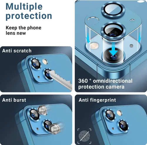 Miniatura 6 de AFARER Paquete de 2 protectores de lente de cámara para iPhone 13/iPhone 13 Mini, protector de lente de cámara Ultra HD, cubierta de cámara