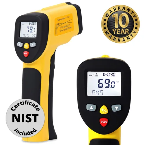 Miniatura 3 de Pistola de temperatura eT1050D con certificado NIST, termómetro infrarrojo sin contacto láser dual de 58 °F a 1202 °F, termómetro digital preciso