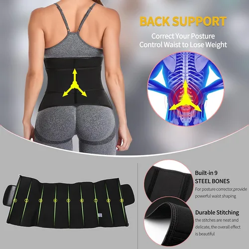 Miniatura 4 de KIWI RATA Entrenador de Cintura de Neopreno para Sauna Corsé Cinturón de Sudor para Mujeres Banda Ceñidora de Compresión para Entrenamiento Fitness