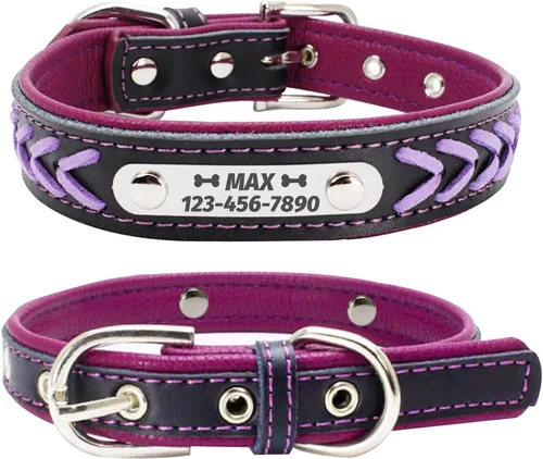 Miniatura 12 de Collares de perro personalizados, collar de perro de transferencia de calor con nombre y número de teléfono, collar de perro de cuero acolchado