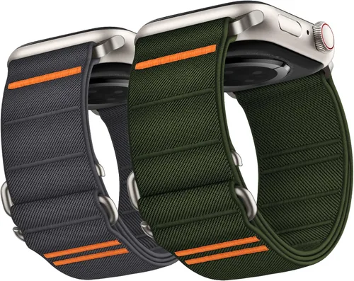 Miniatura 20 de Suitisbest Paquete de 2 correas deportivas compatibles con Apple Watch Ultra de 49mm 46mm 45mm 44mm 42mm 41mm 40mm 38mm, correa deportiva elástica