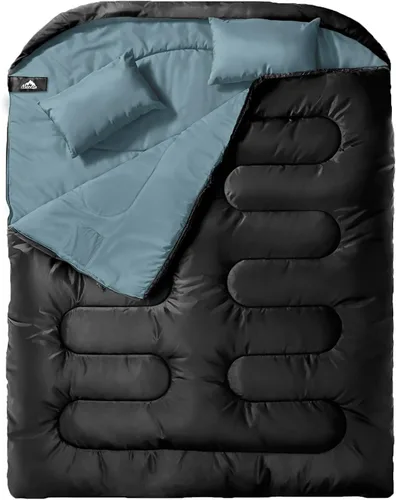 Miniatura 9 de MEREZA Saco de dormir doble para adultos y hombres con almohada, tamaño XL, Queen, saco de dormir para dos personas para todas las estaciones