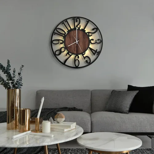 Miniatura 7 de LEIKE Relojes de pared a pilas con control remoto, luz nocturna, silencioso, sin tictac, reloj de madera grande rústico moderno para sala de estar