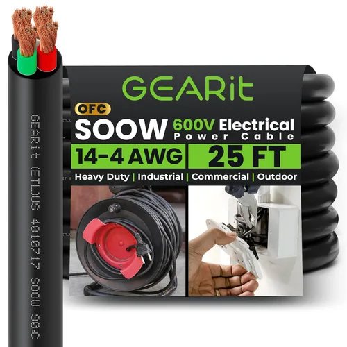 Miniatura 19 de GEARit Cable de alimentación portátil 6/3 6 AWG (100 pies - 3 conductores) SOOW 600V Cable eléctrico de calibre 6 para derivaciones de motor, luces