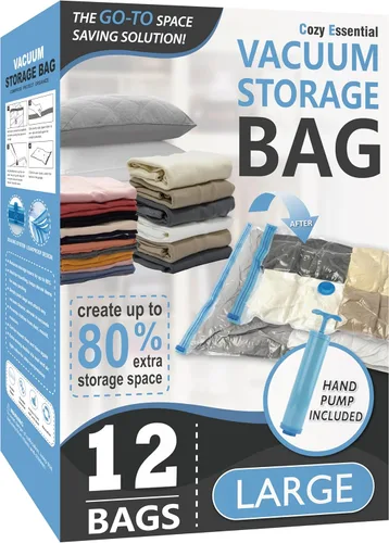 Miniatura 22 de Cozy Essential Vacuum Storage Bags, 80% Compression Vacuum Seal Space Saver Plastic Packaging Bags for Clothes, Blankets, Pillow, Bedding