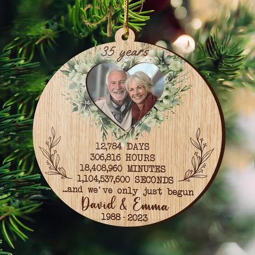 Miniatura 4 de V VIBEPY Adornos personalizados para parejas, adorno de aniversario 2023, 3.5 pulgadas, adornos de 3 capas, decoraciones de 35 aniversario