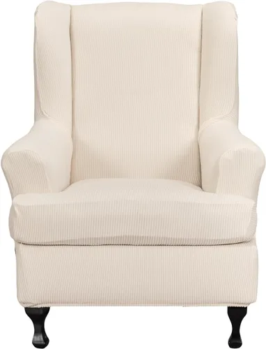 Miniatura 27 de NILUOH Funda para silla Wingback, 2 piezas, fundas elásticas de elastano para silla con respaldo de ala, funda lavable para sillones con respaldo