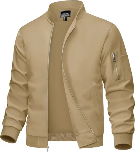 Miniatura 7 de MAGCOMSEN Chaqueta para hombre, ligera, cortavientos, chaqueta bomber resistente al viento, chaqueta casual con cremallera, abrigos ropa exterior