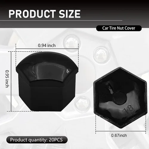 Miniatura 2 de 20 unidades de cubiertas para tuercas de rueda de coche, tapas hexagonales de 17 mm para pernos centrales, protector de cabeza de perno de cubo