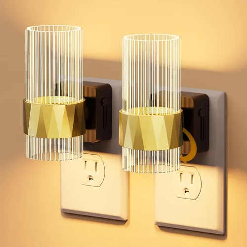 Miniatura 8 de Luces LED nocturnas enchufables a la pared, paquete de 2, luz nocturna acrílica con sensor de atardecer a amanecer, 0-100LM regulable continuo, luz