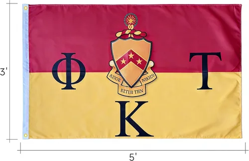 Miniatura 2 de Bandera griega de Phi Kappa Tau de la fraternidad oficial, ojales de latón y doble costura, pancarta de poliéster para decoración de pared