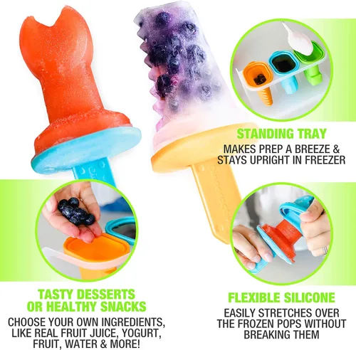 Miniatura 3 de Dinneractive Play Pop Popsicle Molds - Juego de 3 herramientas temáticas - Moldes de silicona reutilizables para paletas de bricolaje para niños