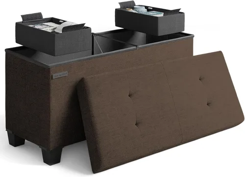 Miniatura 112 de Cubo otomano de almacenamiento con cubo pequeño, otomana cuadrada de 15 pulgadas con almacenamiento para sala de estar y dormitorio, reposapiés