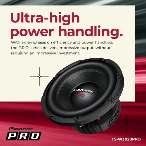Miniatura 3 de Pioneer Subwoofer TS-W3020PRO de la serie P.R.O. de 12 pulgadas, 2000 W máximo, compatible con carcasa sellada o con puerto, graves fuertes, alta