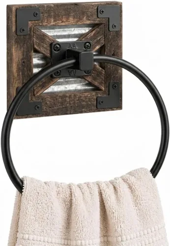 Miniatura 9 de Autumn Alley Farmhouse Decor - Toallero de mano para baño, soporte rústico para toallas de mano, soporte rústico para anillos, montado en la pared