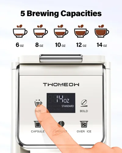 Miniatura 4 de Cafetera caliente y helada con ajuste llamativo, cafetera de una sola porción para taza K y molidos, tanque de agua extraíble de 52 onzas, tamaños