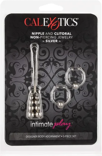 Miniatura 5 de California Exotics - Joyería corporal sin perforación para pezón y clítoris, plata