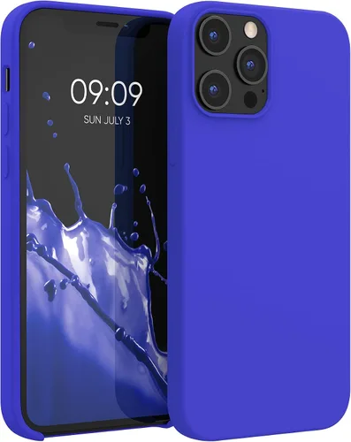 kwmobile Funda compatible con Apple iPhone 12 Pro Max, funda de silicona TPU con acabado suave, color azul báltico
